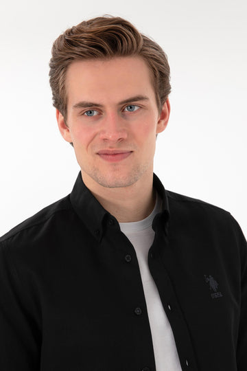 USPA Men Shirt Gox Slim Full Sleeve Black VR046 USPSH365 US Polo Assn.